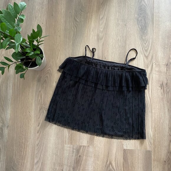 J. CREW Black Patterned Ruffle Layered Camisole - Picture 9 of 11